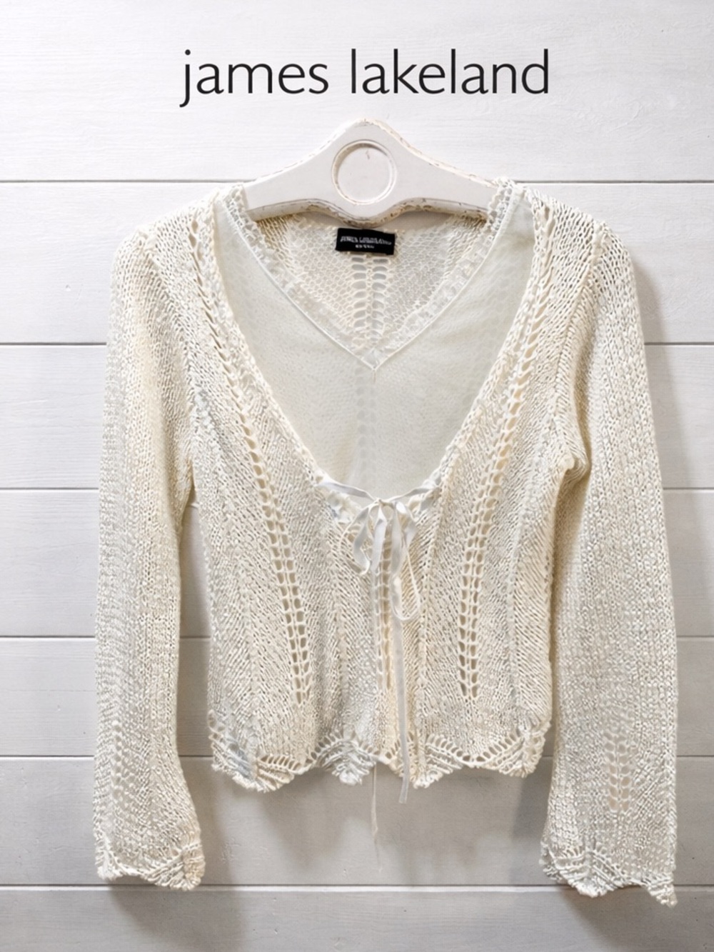 JAMES LAKELAND – White Open-Knit Sweater – Y2K Style – Made in Italy size 42